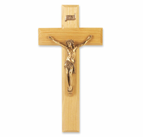 Oak Wood Wall Crucifix, 9"