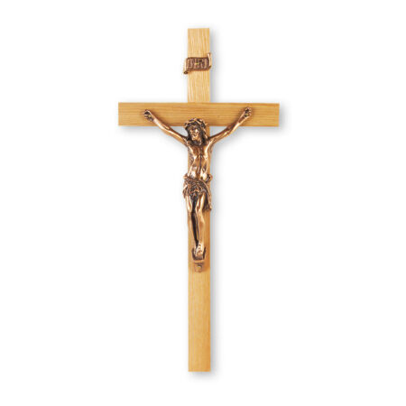 Oak Wall Wood Crucifix, 9"