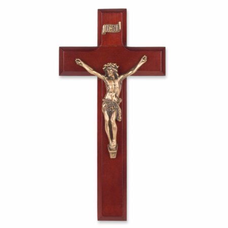 Dark Cherry Wood Wall Crucifix, 9"