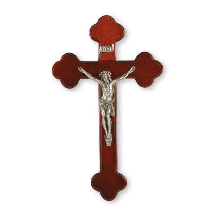 Dark Cherry Wood "Latin Style" Wall Crucifix, 10"