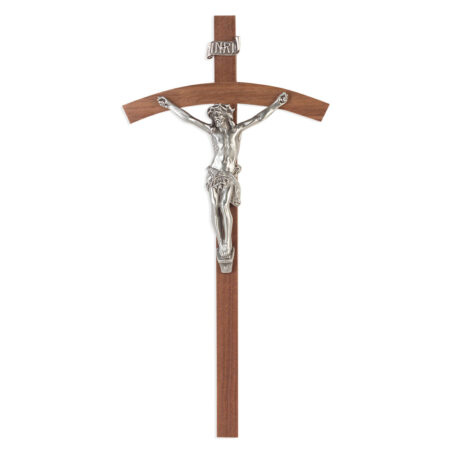 Genuine Walnut Wood Wall Crucifix, 10"