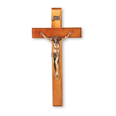 Natural Cherry Wood Wall Crucifix, 12"