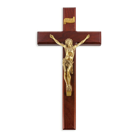 Dark Cherry Wood Wall Crucifix, 12"