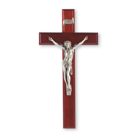 Dark Cherry Wood Wall Crucifix, 12"