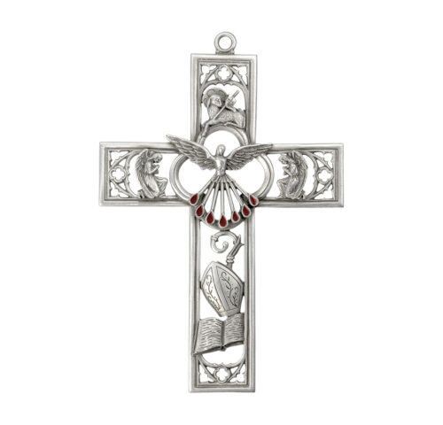 Pewter "Cathedral Touch" Confirmation  Cross, 6"