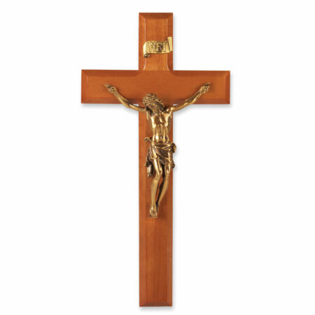 Natural Cherry Wood Wall Crucifix, 11"