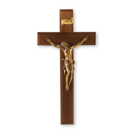 Walnut Wood Wall Crucifix, 11"