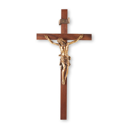 Walnut Wood Wall Crucifix, 11"