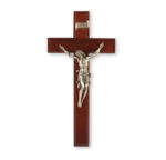 Dark Cherry Wood Wall Crucifix, 11"