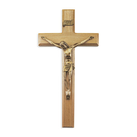 Oak Wood Wall Crucifix, 12"