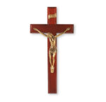 Dark Cherry Wood Wall Crucifix, 12"