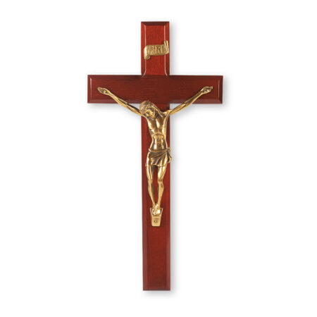 Dark Cherry Wood Wall Crucifix, 12"