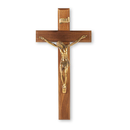 Genuine Walnut Wood Wall Crucifix, 12"