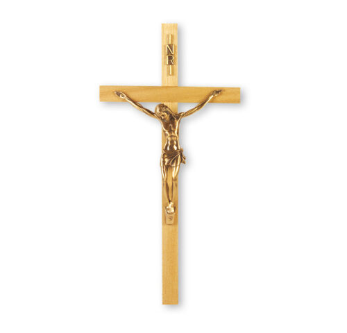 Oak Wood Wall Crucifix, 13"