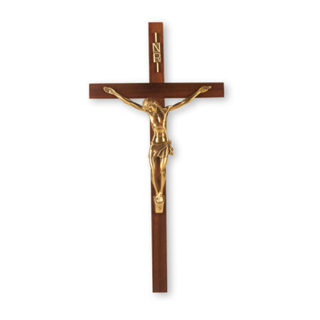 Genuine Walnut Wood Wall Crucifix, 13"