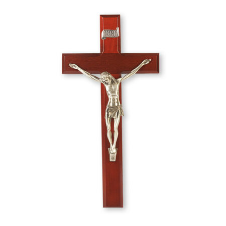 Dark Cherry Wood Wall Crucifix, 12"
