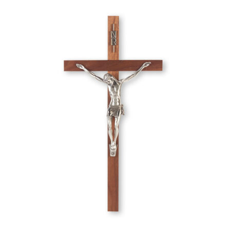 Genuine Walnut Wood Wall Crucifix, 13"