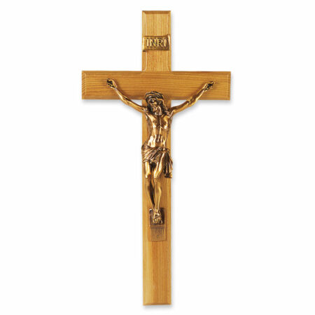 Oak Wall Wood Crucifix, 13"