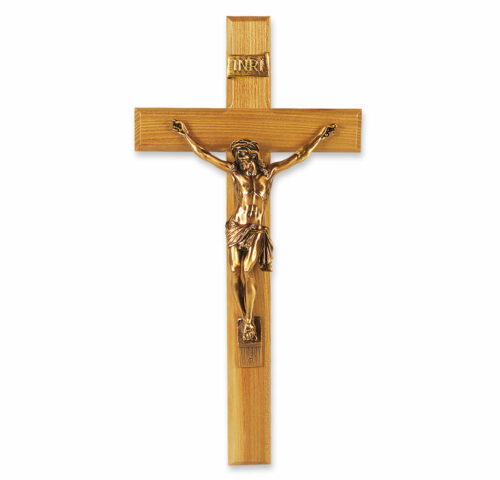Oak Wall Wood Crucifix, 13"