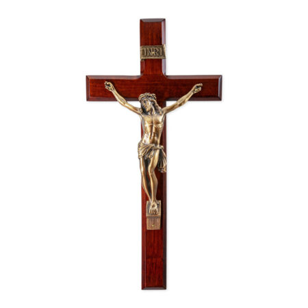 Dark Cherry Wood Wall Crucifix, 13"