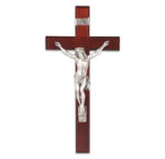 Dark Cherry Wood Wall Crucifix, 13"