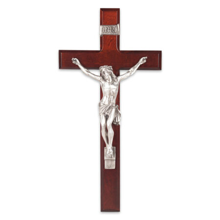 Dark Cherry Wood Wall Crucifix, 13"