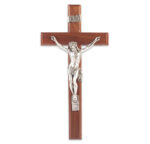 Genuine Walnut Wood Wall Crucifix, 13"