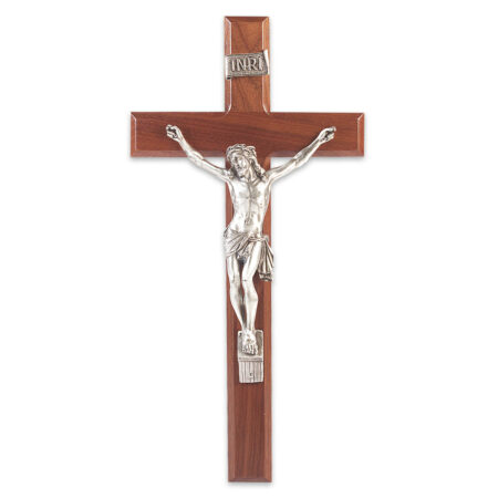 Genuine Walnut Wood Wall Crucifix, 13"