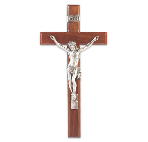 Genuine Walnut Wood Wall Crucifix, 13"