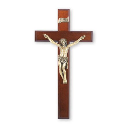 Dark Cherry Wood Wall Crucifix, 12"