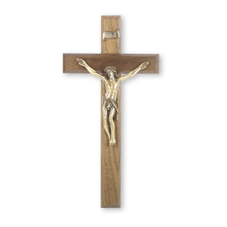 Walnut Wood Wall Crucifix, 12"