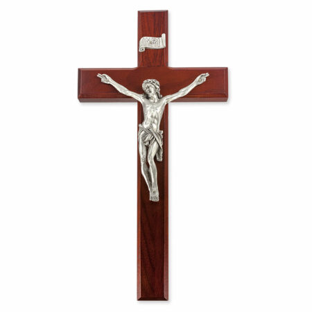 Dark Cherry Wood Wall Crucifix, 12"