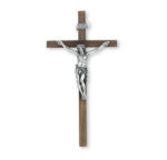 Walnut Wood Wall Crucifix, 12"