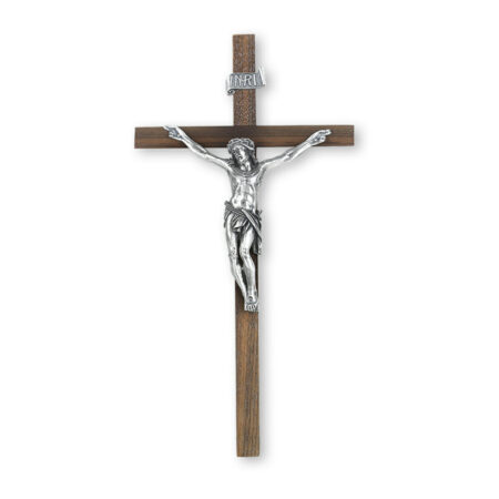 Walnut Wood Wall Crucifix, 12"