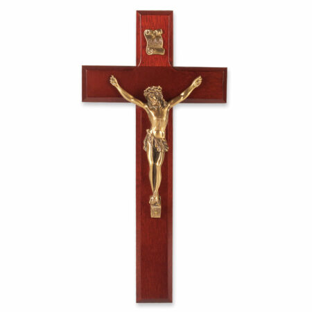 Dark Cherry Wood Wall Crucifix, 10"