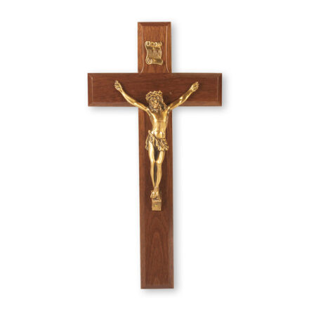 Genuine Walnut Wood Wall Crucifix, 10"