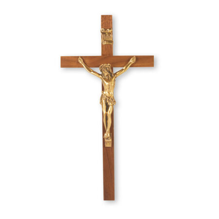 Genuine Walnut Wood Wall Crucifix, 10"