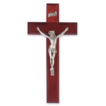 Dark Cherry Wood Wall Crucifix, 10"