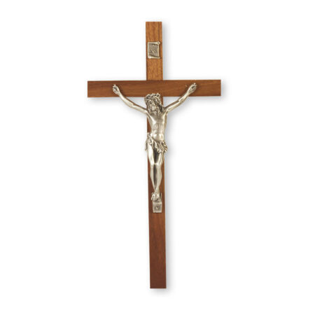 Genuine Walnut Wood Wall Crucifix, 10"