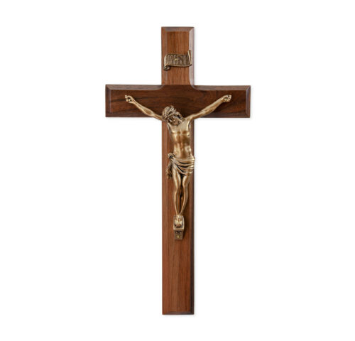Genuine Walnut Wood Wall Crucifix, 11