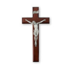 Dark Cherry Wood Wall Crucifix, 11"