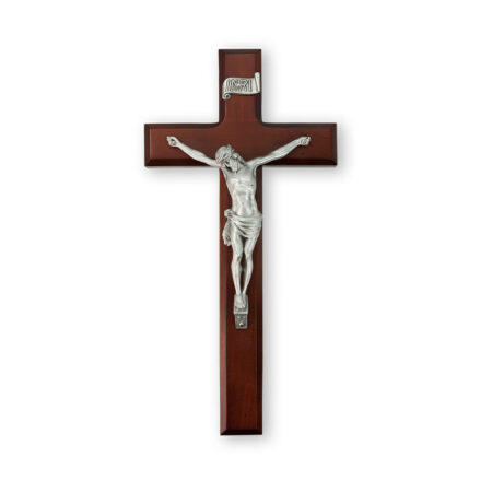 Dark Cherry Wood Wall Crucifix, 11"