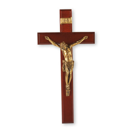 Dark Cherry Wood Wall Crucifix, 12"