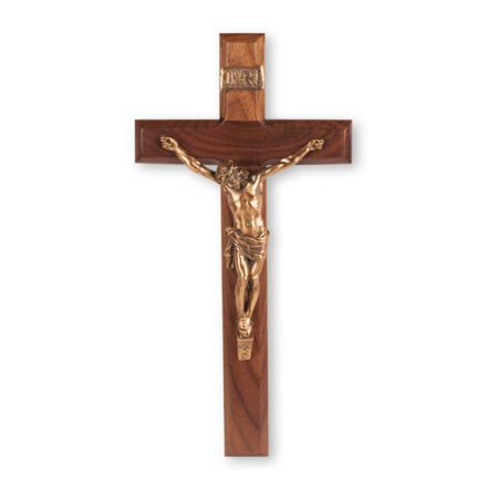 Walnut Wood Wall Crucifix, 12"