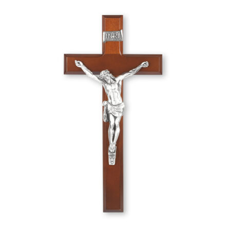 Dark Cherry Wood Wall Crucifix, 12"