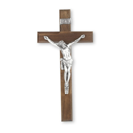 Genuine Walnut Wood Wall Crucifix, 12"