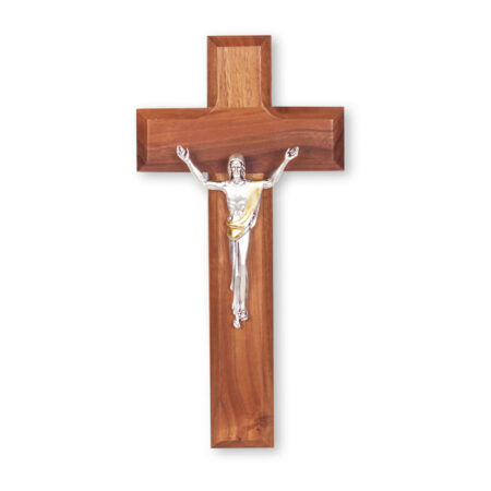 Natural Cherry Wood Wall Crucifix, 8"