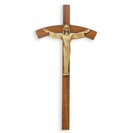 Genuine Walnut Wood Risen Wall Cross, 8"