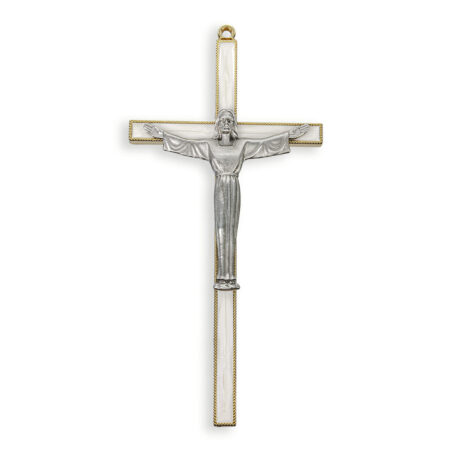 Gold Plated Pearlized Risen Cross, 7"