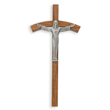 Genuine Walnut Wood Risen Wall Cross, 8"